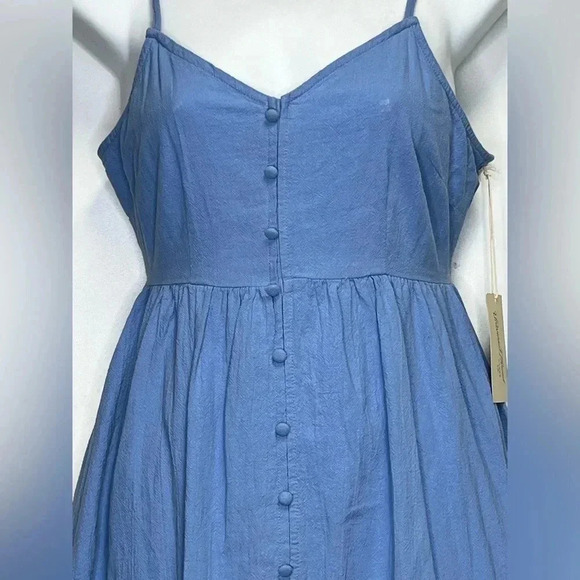 Universal Thread Open Back Dress Sundress Button Pockets Light Allure Blue - Picture 4 of 7